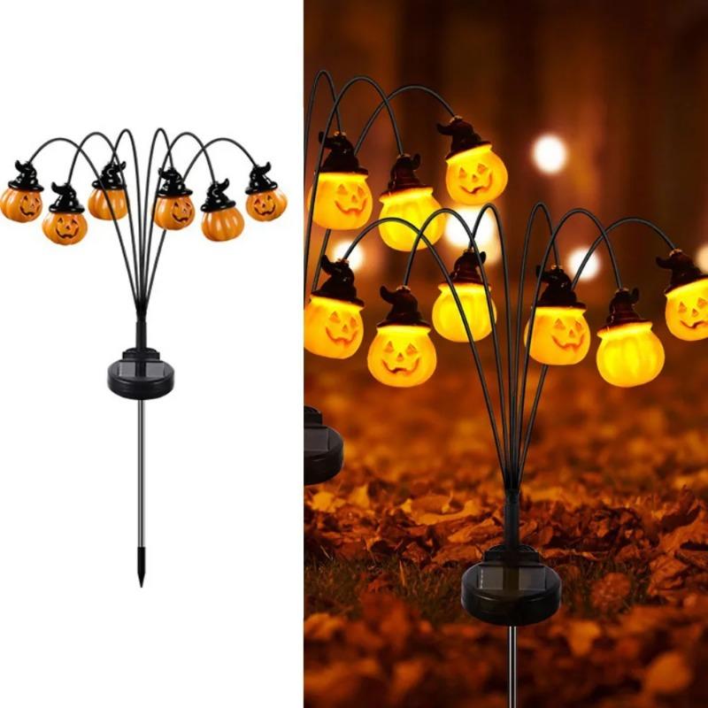 6/8LED Solar Halloween Pumpkin Lantern Solar Decorative Light, Suitable for Halloween Lawn and Courtyard Road Decoration