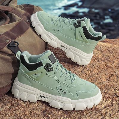 Trend Męskie Jesienne Buty Górskie Nowe Buty Motocyklowe Outdoorowe na Grubej Podeszwie Odporne na Ścieranie Sznurowane Robocze Codzienne Sneakersy Buty