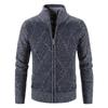 Men S Plus Size Fleece Knit Cardigan Stand Collar Casual Sweater