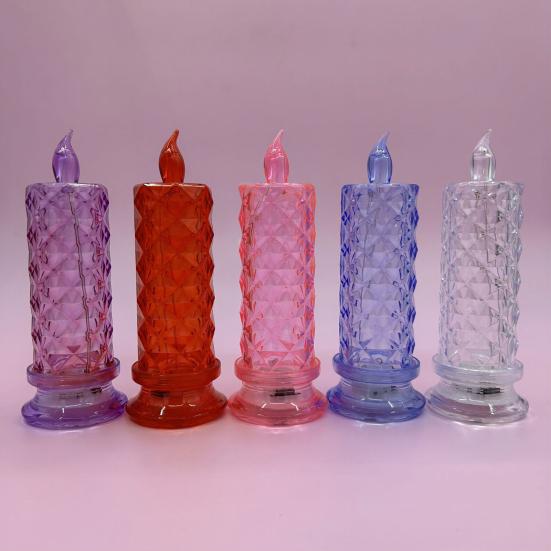 Yousheng 1/5Pcs LED Faux Crystal Candle Light Rose Shadow Electric Flameless Flickering Simulation Candle Lamp Anniversary Wedding Christmas