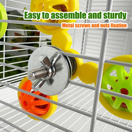 Birds Spinner Rattle Toy Interactive Spinner Parrot Toy Wheel Chewing Exercise Cockatiel Birdcage Enrichment Toy