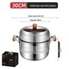 Handun Stainless Steel Multi-Layer Steamer with Wooden Handle