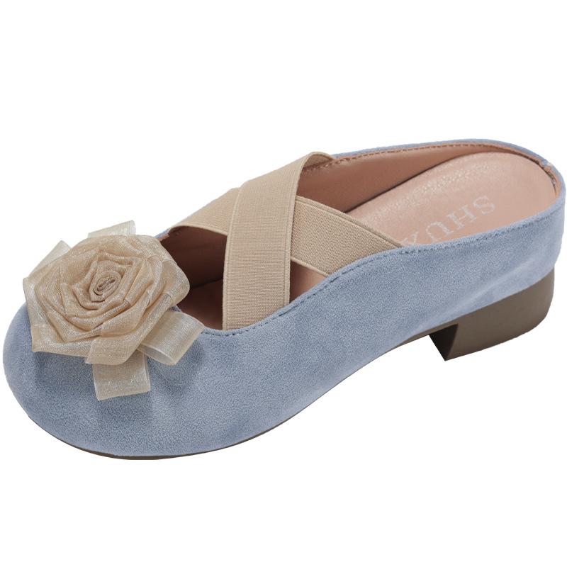 Fashion Flower Explosion High-end Thick Heel Bag Head Slippers Women's 2025 New Summer Outer Wear Inner Height Increase Cool Slippers