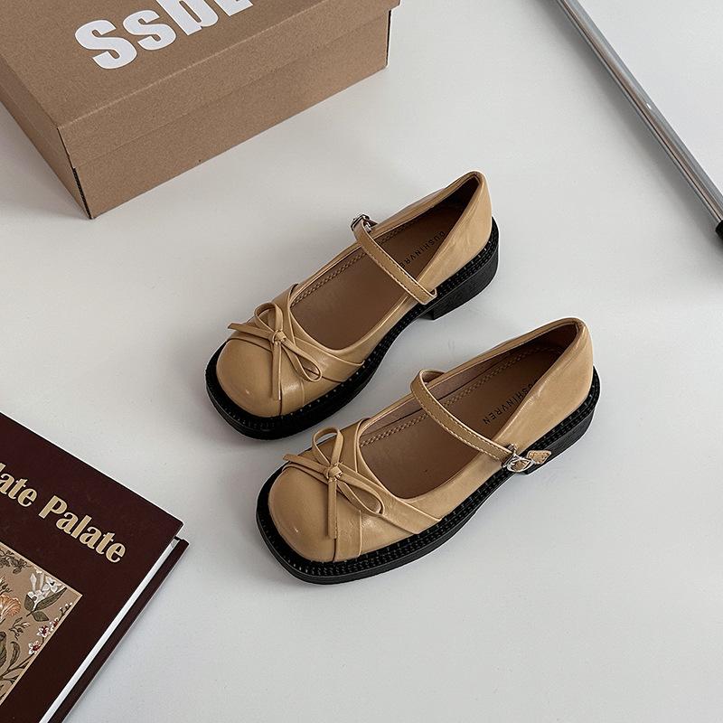 Silver Light-mouth Bow Mary Jane Single Shoes Women's Summer Fashion New Thick-soled Skirt Small Leather Shoes
