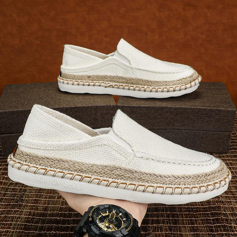 Linen Sewing Men's Casual Shoes Comfy Lightweight Summer Loafers Men Espadrilles Flat Slip-on Driving Shoes Man  Fishermen Shoes