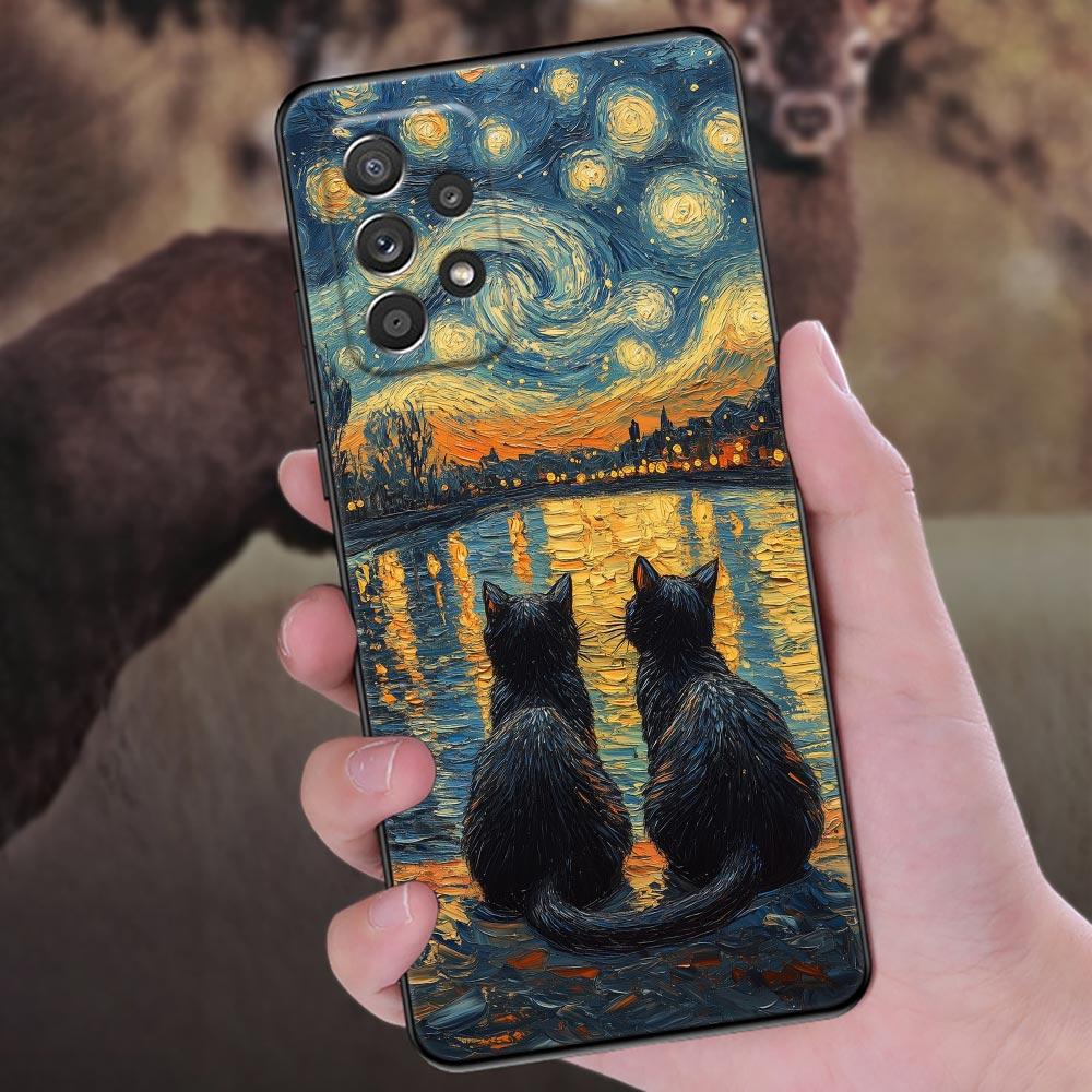 Cat Van Gogh Starry Painting Phone Case For Samsung Galaxy A57 A56 A37 A55 A36 A26 A54 A52 A35 A34 A25 A17 A16 A15 A07 A06 Cover