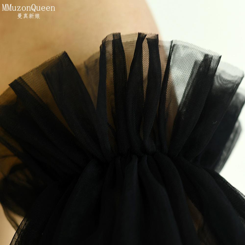 Sheer Tulle Flare Arm Sleeves, Ruffle Elastic Off Shoulder Mesh Cuffs Detachable Bridal Gloves for Wedding Gown Prom Evening Party Photoshoot