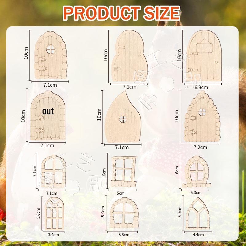 Wooden Fairy Door & Window Set - DIY Unfinished Garden Accessory