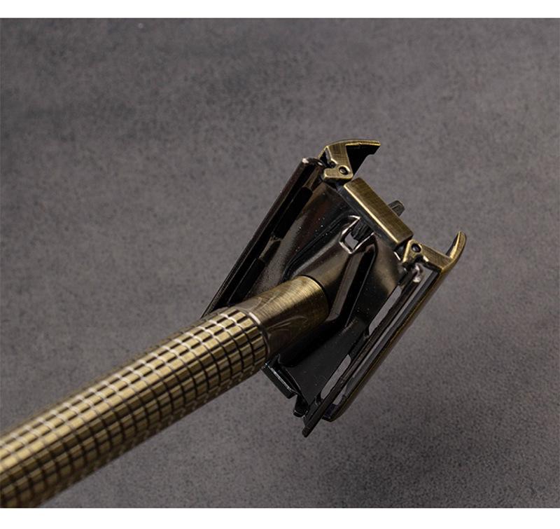Classic Brass Double-Sided Safety Razor with Twist-Off Head