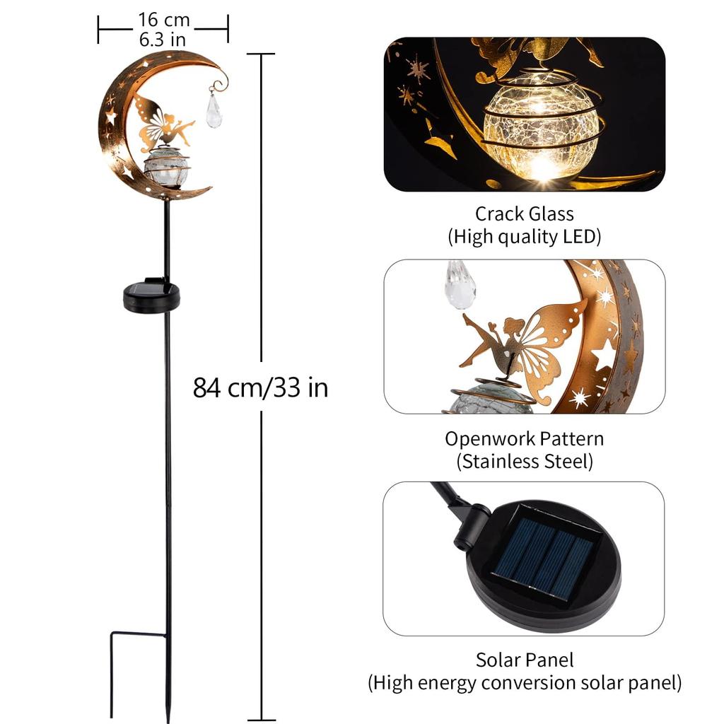 Stijlvolle Tuinverlichting, Slingerverlichting voor Gazons en Tuinen, Tuindecoraties, Kerstdecoraties, Buiten op Zonne-energie, Wit Licht (Maandelijks)