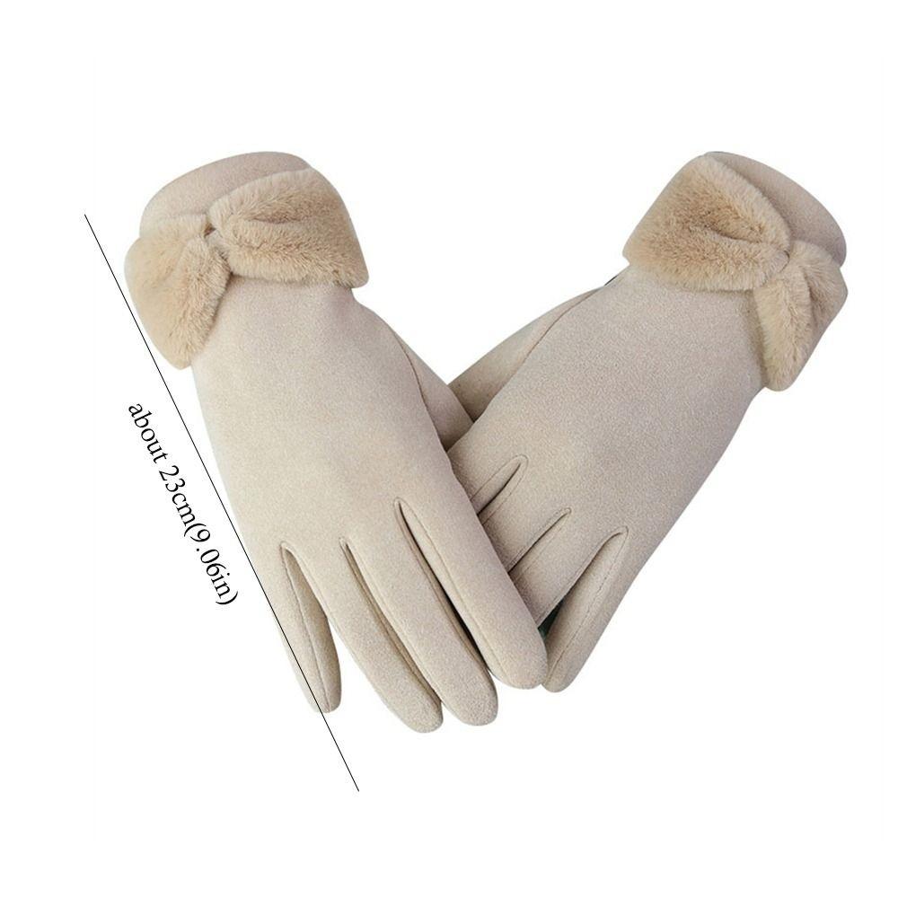 Bow Design Touch Screen Gloves Dralon Material Full Finger Gloves Winter Warm Gloves  Winter Season