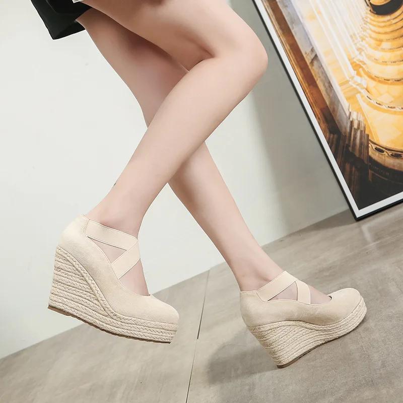 Spring Summer Shoes Women High Heels Elegant Ladies Wedges Shoes Brand Women Pumps Platform Woman Wedge Heel 10cm