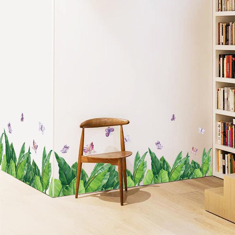 SK7201 Green Plant Skirting Board Bedroom Living Room Cabinet Entrance Hall Store Glass Window Door Cabinet Decoration Wall Sticker
