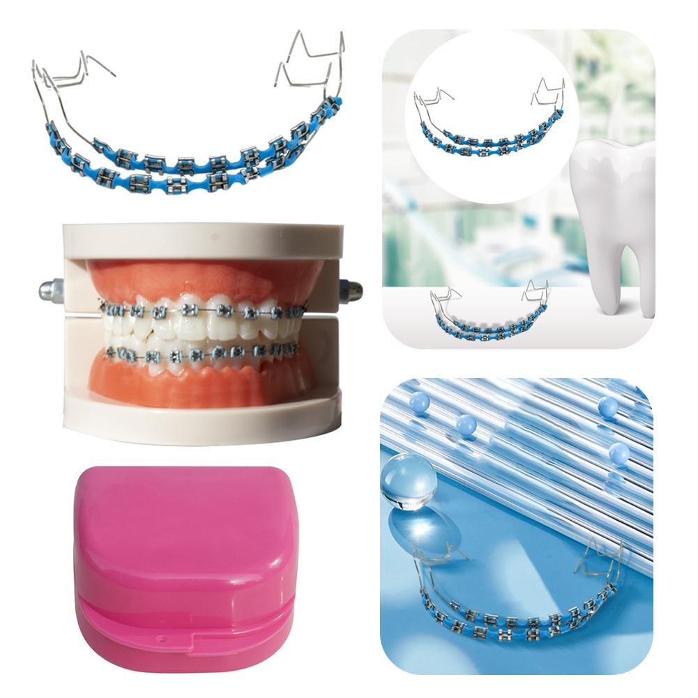 2Pcs Cartoon Cat Dental Metal Braces Archwire With Hooks Metal Bracket And Ligature Ties Colorful Temporary Tooth Decoration