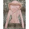 Chaqueta con capucha para mujer de estilo urbano con ribete de forro polar, cierre de cremallera frontal, corte ajustado, diseño estampado