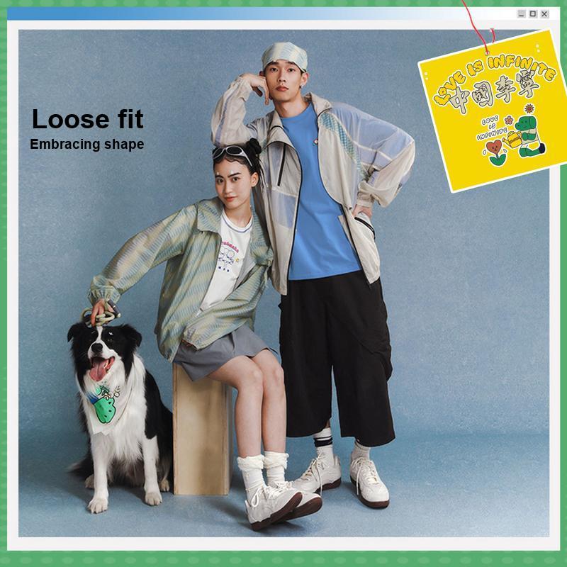 Li Ning X Takashia Collaboration Sports Casual Simple Letter Loose Stand Collar Jacket Unisex Jacket Light-Yellow Gray AFDVC23-2