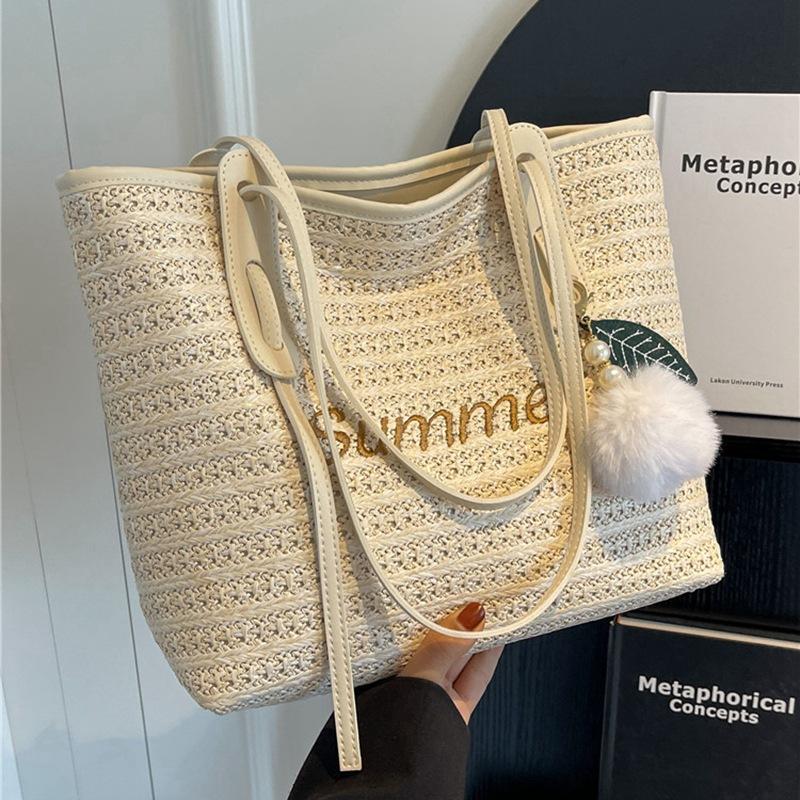 Gewebte Tasche Damen Tasche Strohtasche Tragetasche Vielseitig Große Kapazität Schulter Handtasche