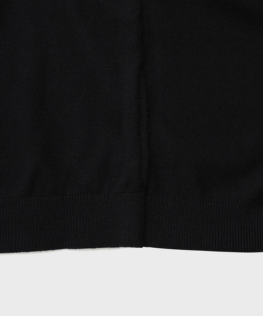 NOIRER Cashmere Layered Mock Neck Cardigan Knit (Black)
