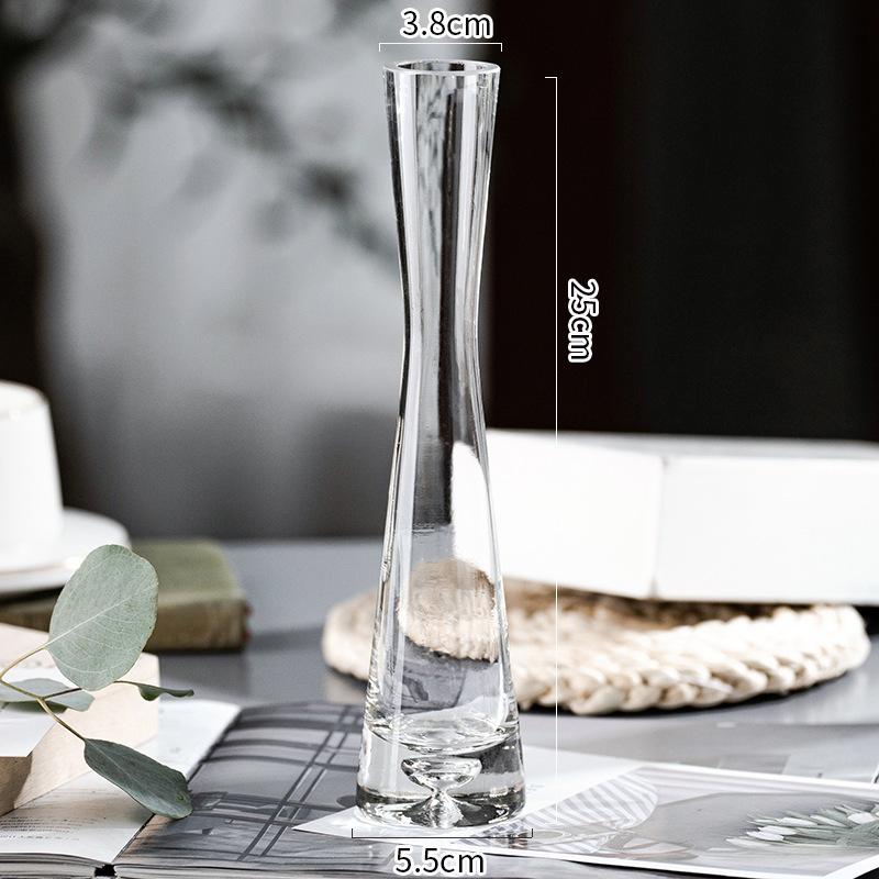 Transparente Glasvase Ornament Gäste Restaurant Vase Blumenarrangement Kleiner Mund Wasserblumen-Teiler Schreibtischdekoration