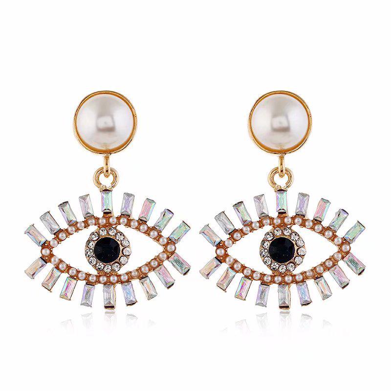 

Европейская и американская мода Преувеличенные серьги-веера из металла с кристаллами в виде дьявольского глаза