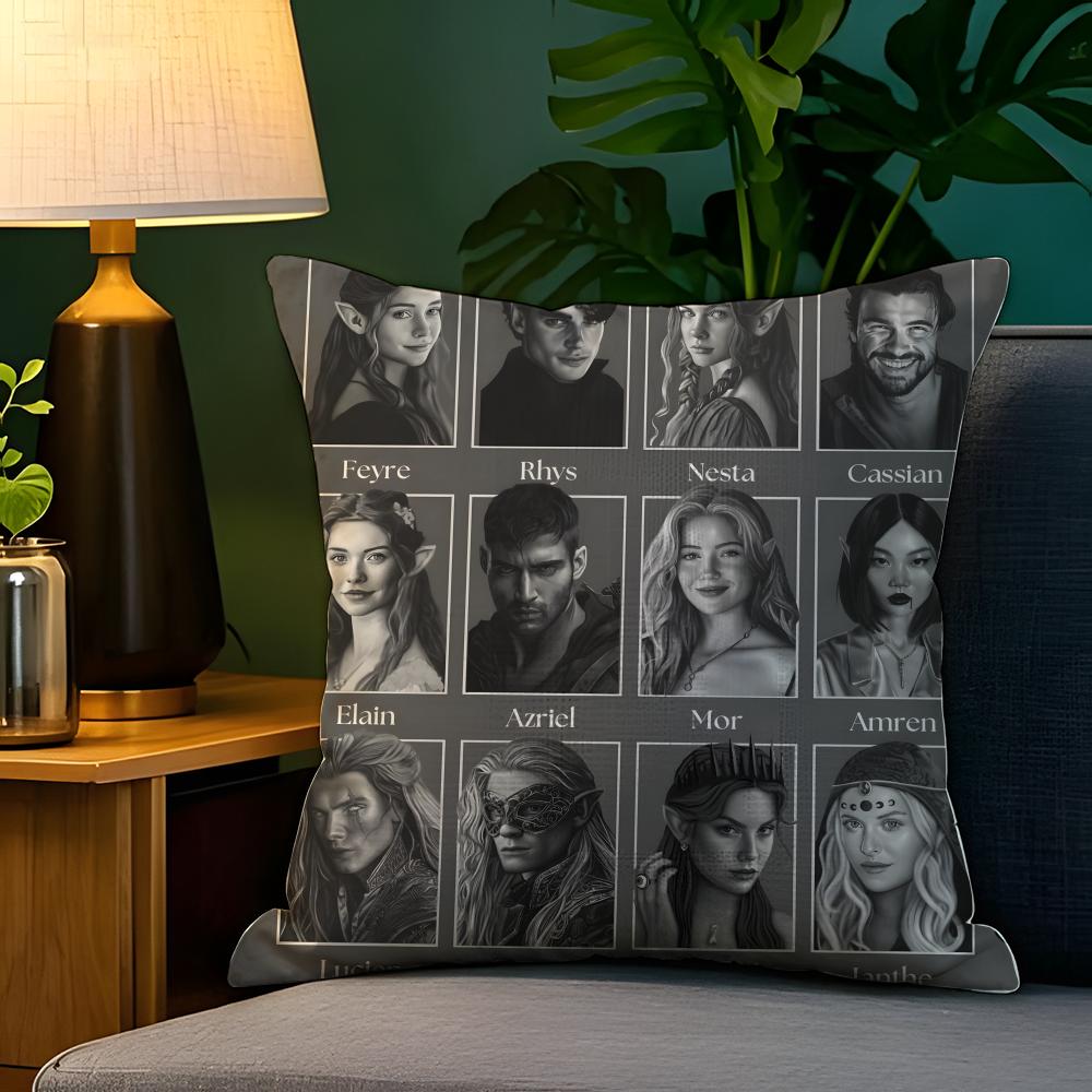 Fantasy Novel AA Court of Thorns and Roses Pillow Case Natural Linen Pillow Case DoubleSided Decor Sofa Pillowcase Home Decor