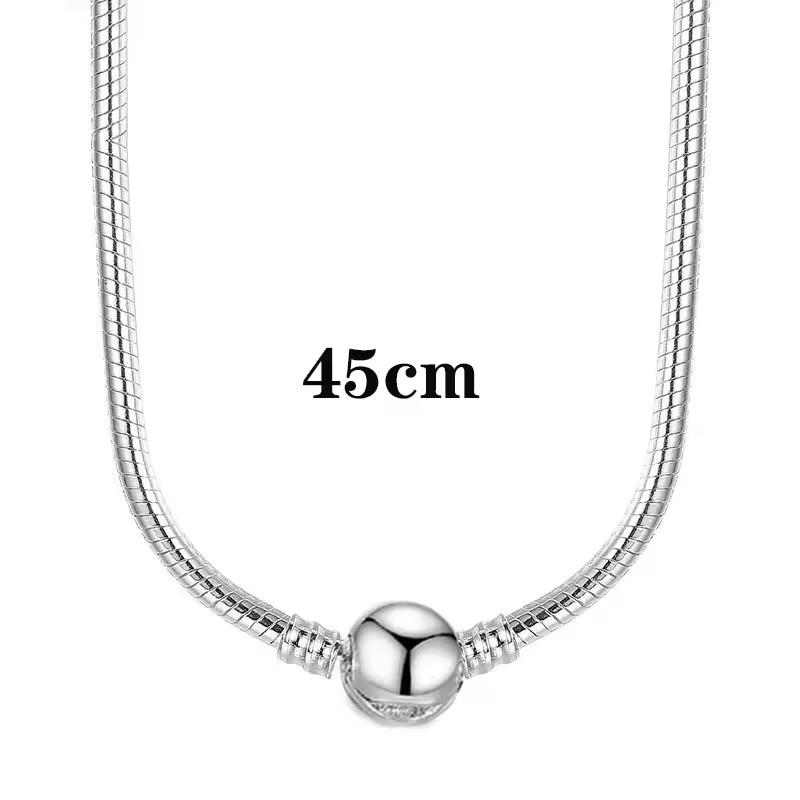 Fine 45Cm Copper Plated Snake Chain Necklace Heart Pendant Suitable For Original Bead Charm Diy Jewelry Gifts