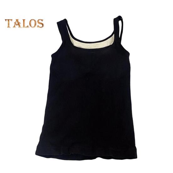 Winter Women Thermal Vest with Chest Pads Seamless Velvet-lined Fast Temperature Lock Heating Slim Fit Elastic Sleeveless Inner Wear Bottoming Tank