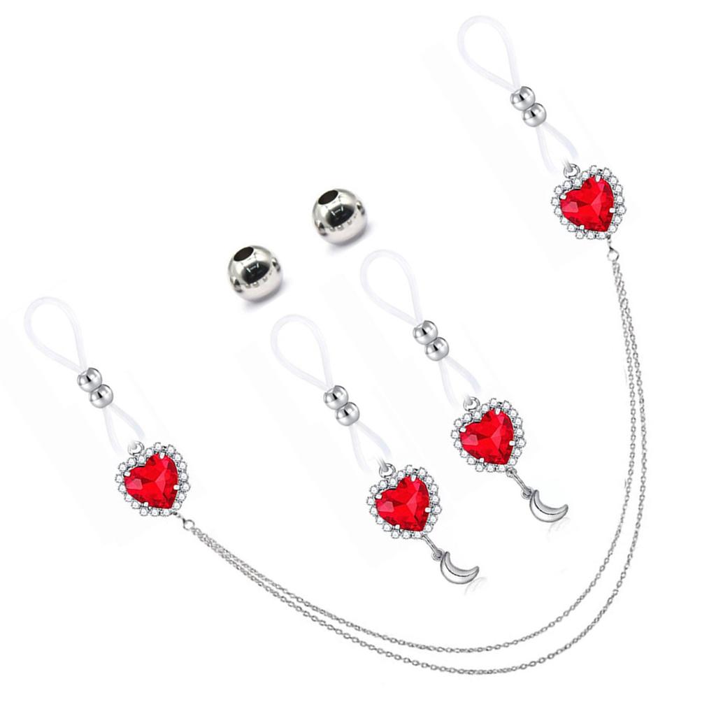 Elegant Rhinestones Nipple Rings Set with Chain Jewelry for Fashionable Women Vacation and Unique Styles Enthusiasts