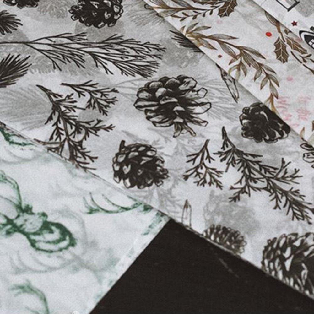10 Sheets/Pack Christmas Tissue Paper Elk Wreath Bell Pinecone Pattern Gift Wrapping Paper Christmas Bouquet Flower Wrap Paper