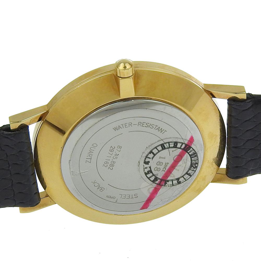 Movado Museum Watches 87.45.882 blackDial Plated Gold/Embossed Leather Quartz Analog display mens Used