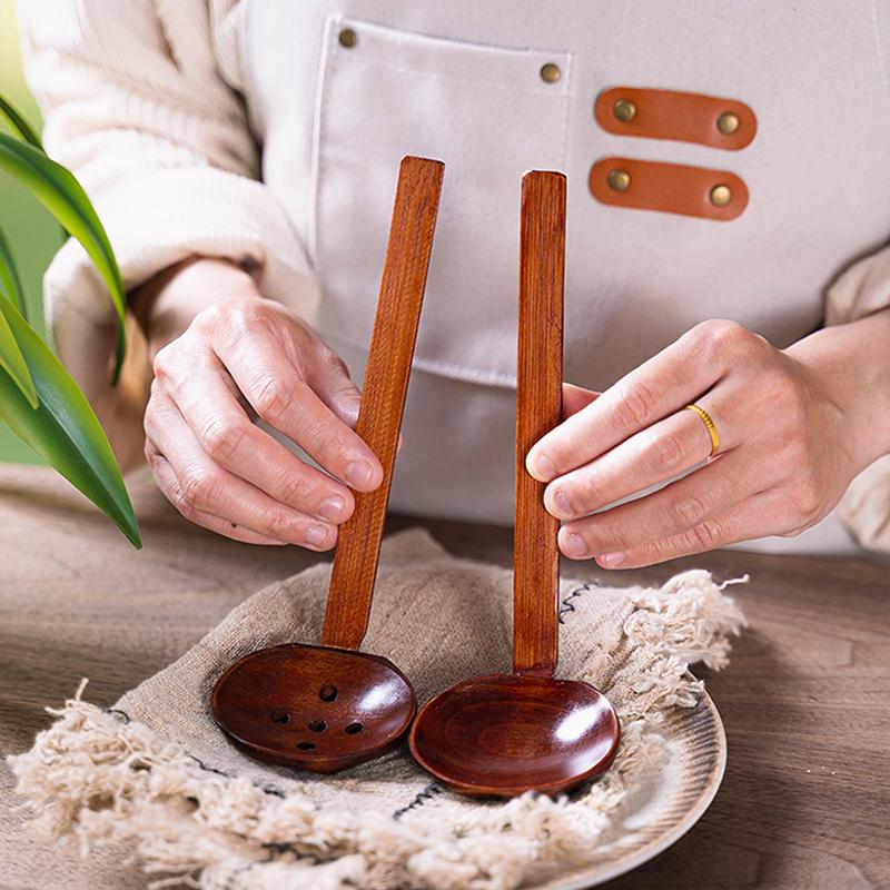 Wooden Spoon Kitchen Ladles Soup Spoon Japanese Wood Serving Spoons Big Ramen Spoon Soup Noodle Hop Pot Strainer Tableware