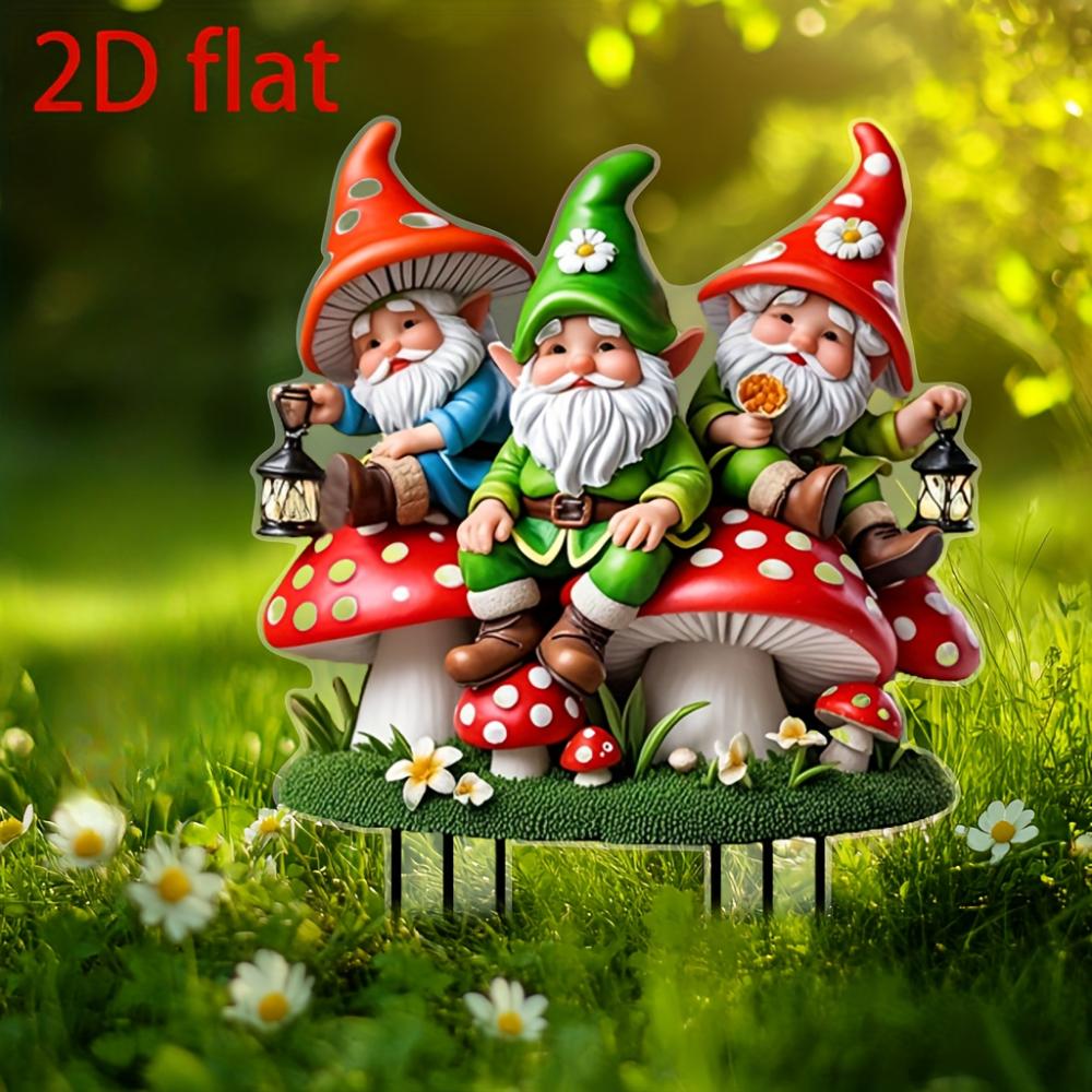 Cute three dwarfs, 2D flat acrylic, decoration, suitable for lawn, flower pot, courtyard, garden, backyard, outdoor, Christmas, Halloween