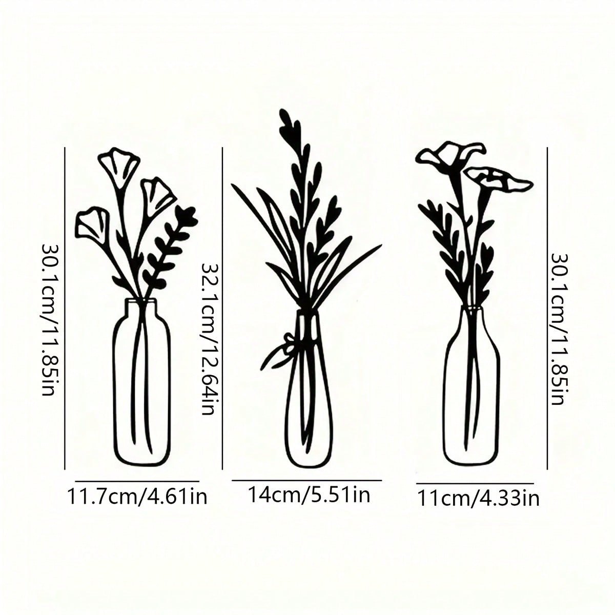 3 Piece Floral Metal Wall Art Minimalist Modern Home Decor