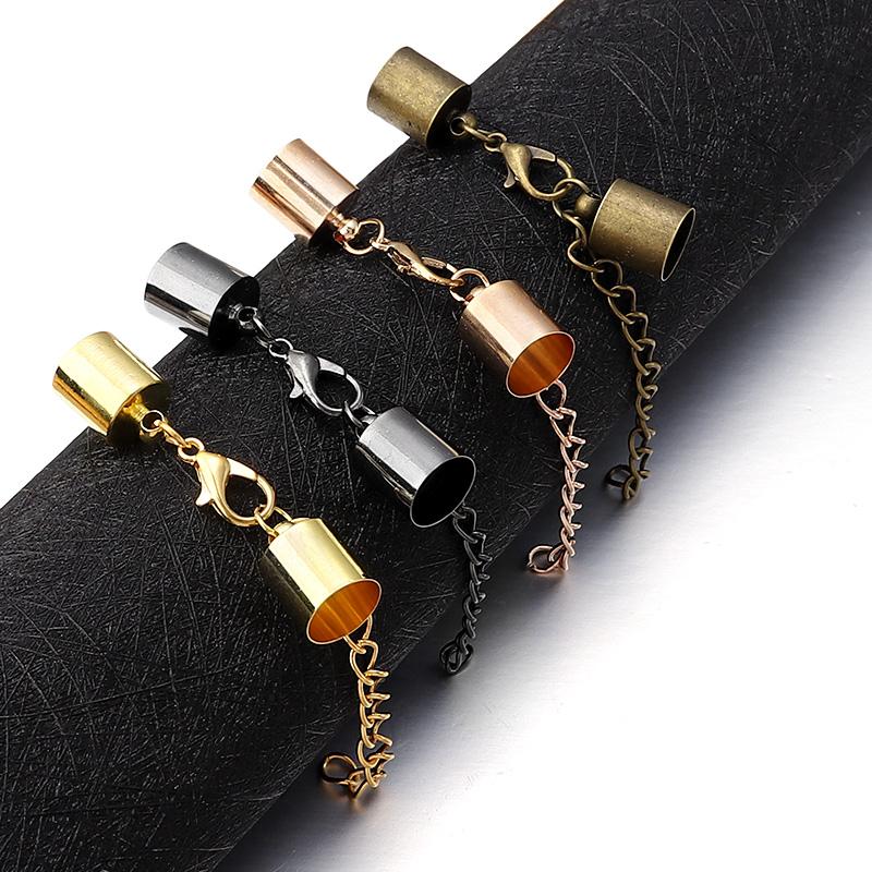 10 Set 3-10mm Moschettoni Ganci Nappa Cappucci Terminali in Pelle Connettori per Catena di Coda Per Fai da Te Braccialetti Collane Creazione di Gioielli