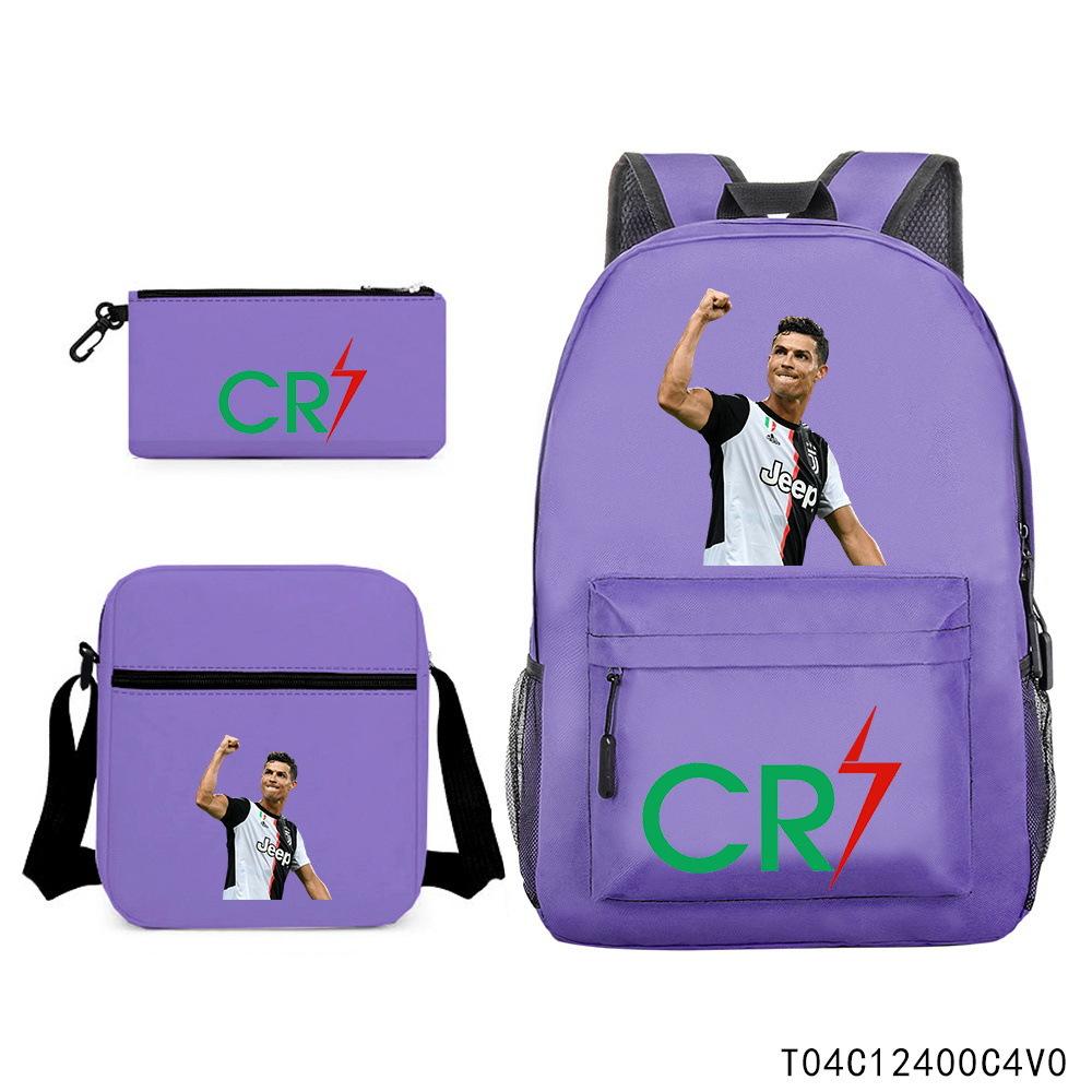 Luo Qixing Three-Piece Schoolbag, Male And Female Students Leisure Bag, Printed Large-Capacity Outdoor Backpack