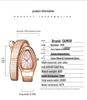 SANDA Women's Luxury Snake Head Bracelet Watch with Roman Mother-of-Pearl Dial, Diamond Accents, English Two-Hand, 30M Water Resistant.