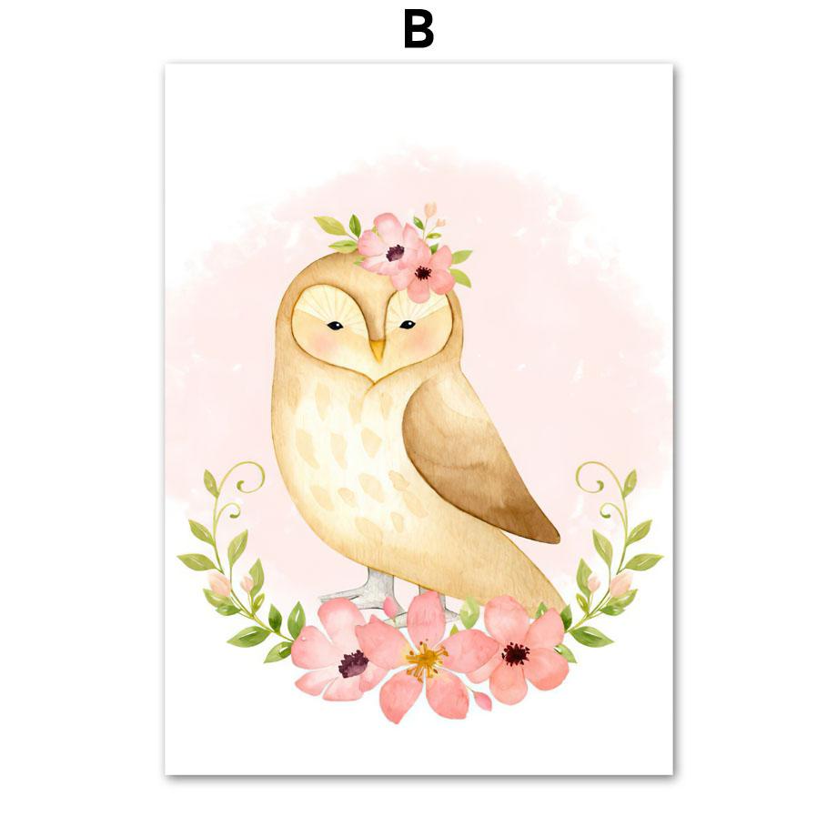 Forest Animals Owl Fox Rabbit Deer Nursery Nordic Posters And Prints Wall Art Canvas Painting Girl Pictures Baby Kids Room Decor