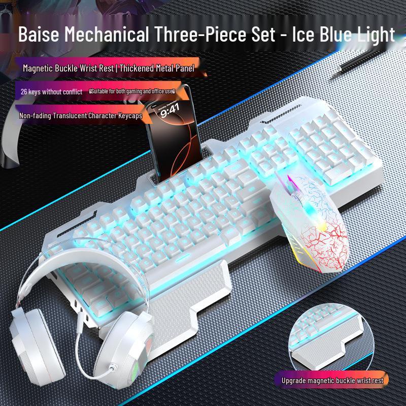 GX810 Wired Gaming Set: Mechanical Feel Keyboard, Mouse & Luminous Headset for Esports and Office.