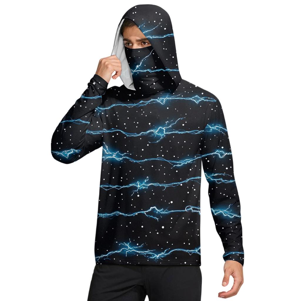 Camisa Masculina com Máscara Leve Manga Comprida com Capuz para Caminhada Pesca Performance