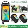 1/2Pcs Bicycle Phone Front Frame Bag Waterproof Bike Frame Front Tube Bag Bike Phone Mount EVA Hard Pouch for Phones 4.7-7.2Inch