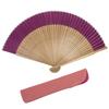 KYOETSU Silk Brown Set Fan for Women Ribs Fan, Plain, Ribs, 2-Piece (Fan, Bag) (Brown 8)