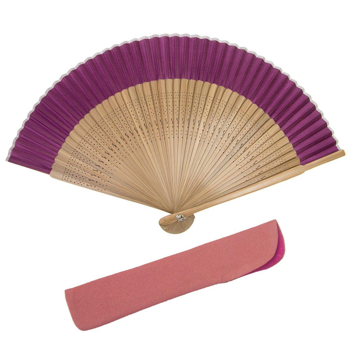 

KYOETSU Silk Brown Set Fan for Women Ribs Fan, Plain, Ribs, 2-Piece (Fan, Bag) (Brown 8)