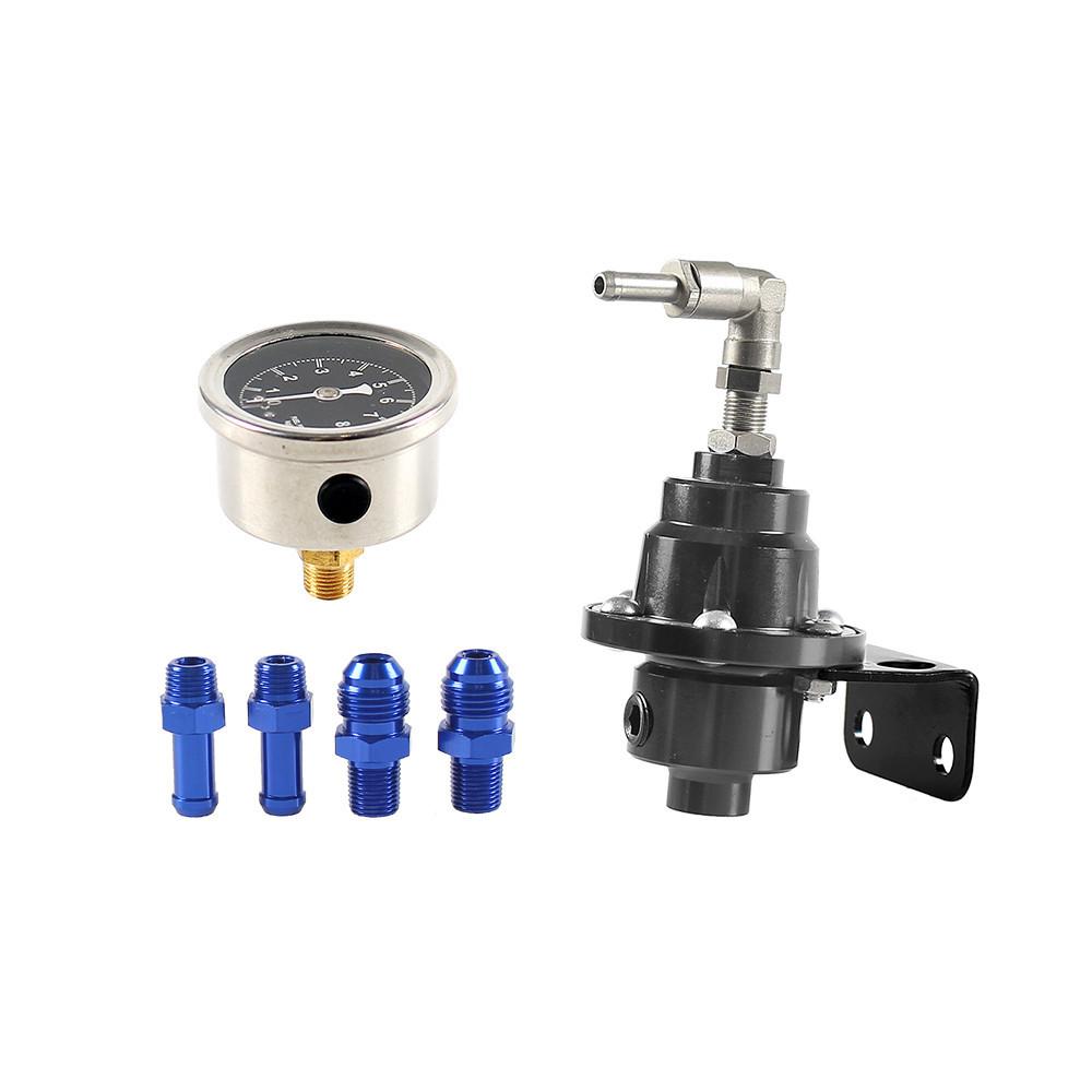 Universal Adjustable Fuel Pressure Regulator with Gauge Kit Vehicle Refitting Fuel Supercharger Regulating Valve 6 Colors