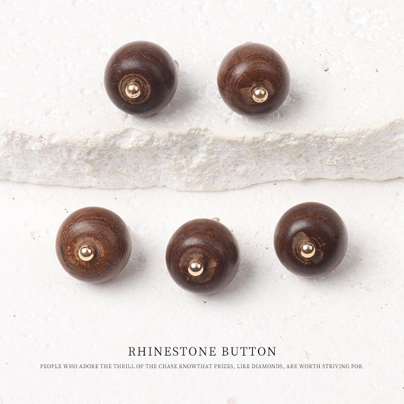 

5pcs Bodhi Wooden Round Bead Button Chinese Wood Brown Button National Style Cheongsam Hanfu Shirt Cardigan Button Coffee color 10mm