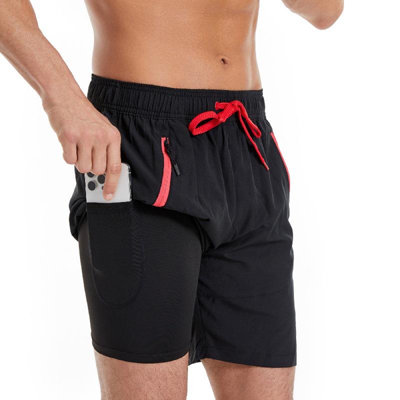 

Мужские двухслойные летние быстросохнущие пляжные шорты 2 в 1, сетчатые спортивные шорты для бега большого размера XXL