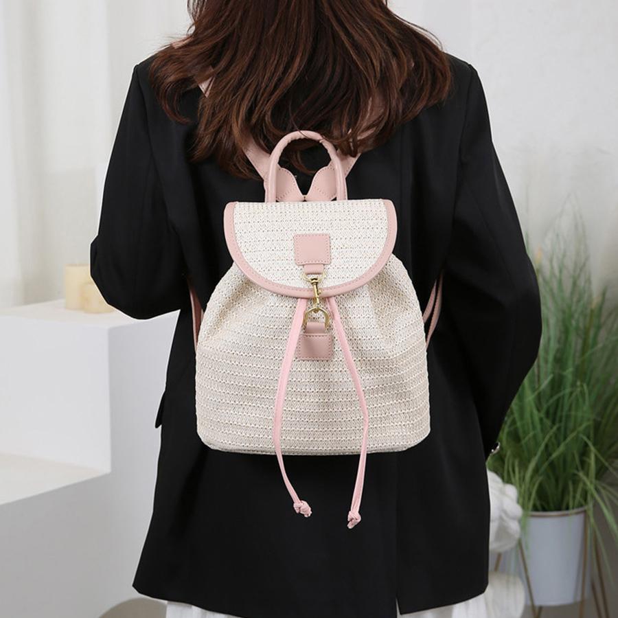 Women's Straw Backpack Summer Boho Bohemian Hollow Shoulder Bag Hobo Crochet Woven Travel Bags for Women Knitted Beach Back Pack