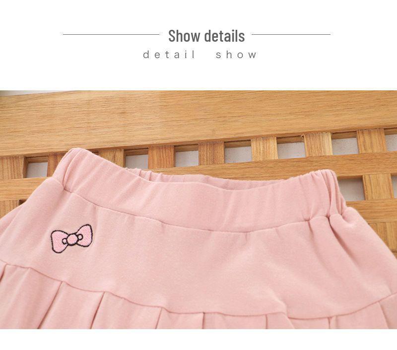 Girls' Summer Midi Pleated Skirt with Anti-Exposure Shorts