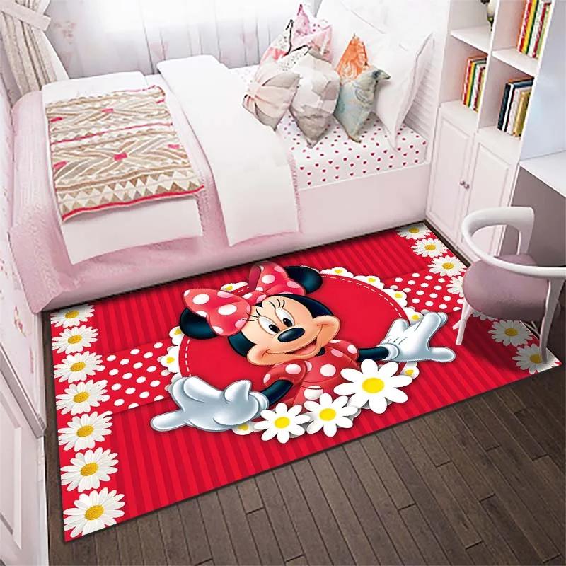 Cute Cartoon Carpet Minnie Mouse Printed Rug for Home Living Room Bedroom Kids Room Decor Non-slip Floor Mat Next Day Shipping
