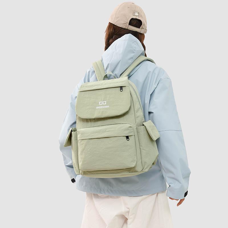 Solid Color Backpack Travel Outdoor Backpack Sports Student Schoolbag
