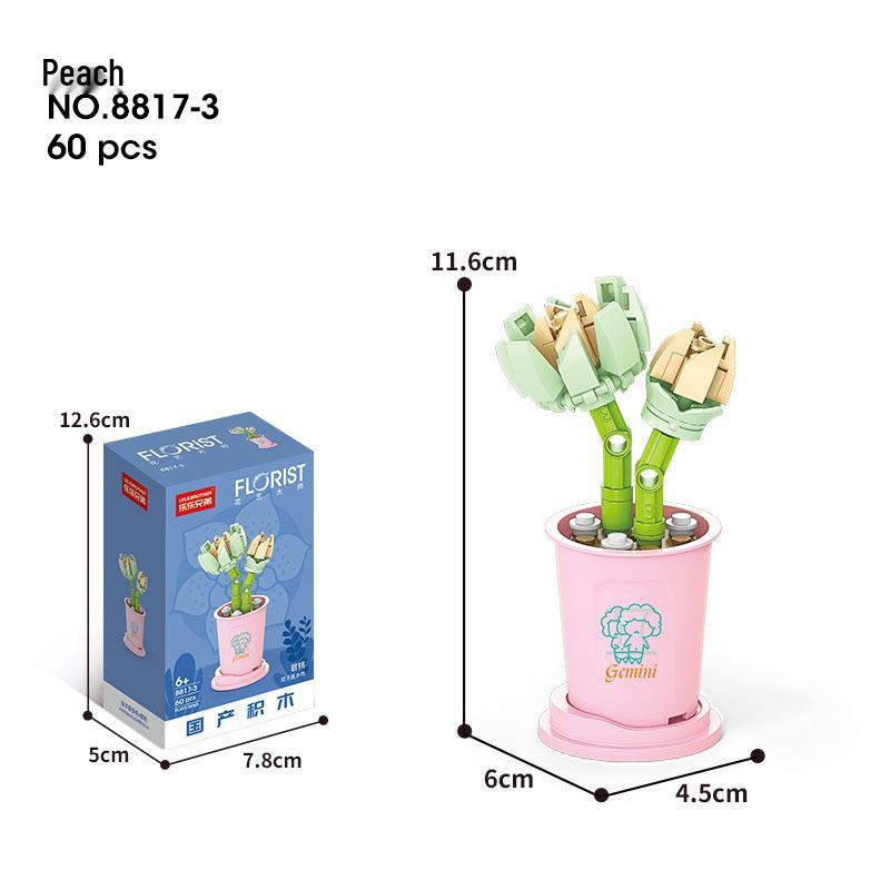 Succulent Bonsai Building Block Flowers - Compatible with Lego, Small Particle Assembly Toys for Girls